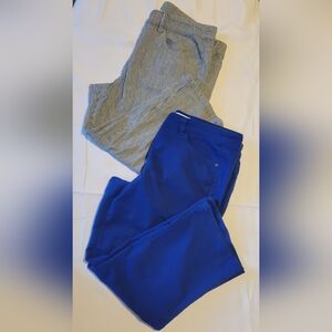 🖤CHRISTOPHER & BANKS SZ 14P 2 Pair Cropped Denim Jeans Pants Blue & Striped